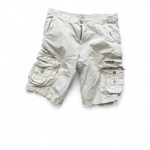 BKE - Men's Cargo Shorts - Khaki Beige - Size 34 - Standard Fit Utility Pockets